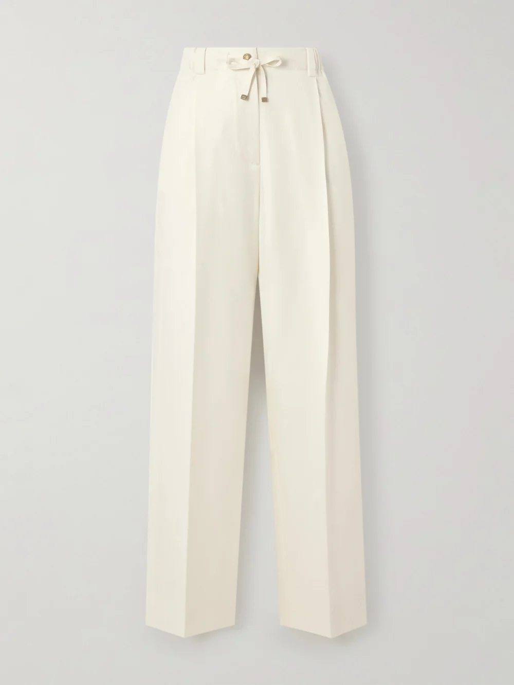 Moncler Pleated Wool-gabardine Wide-leg Pants in cream
