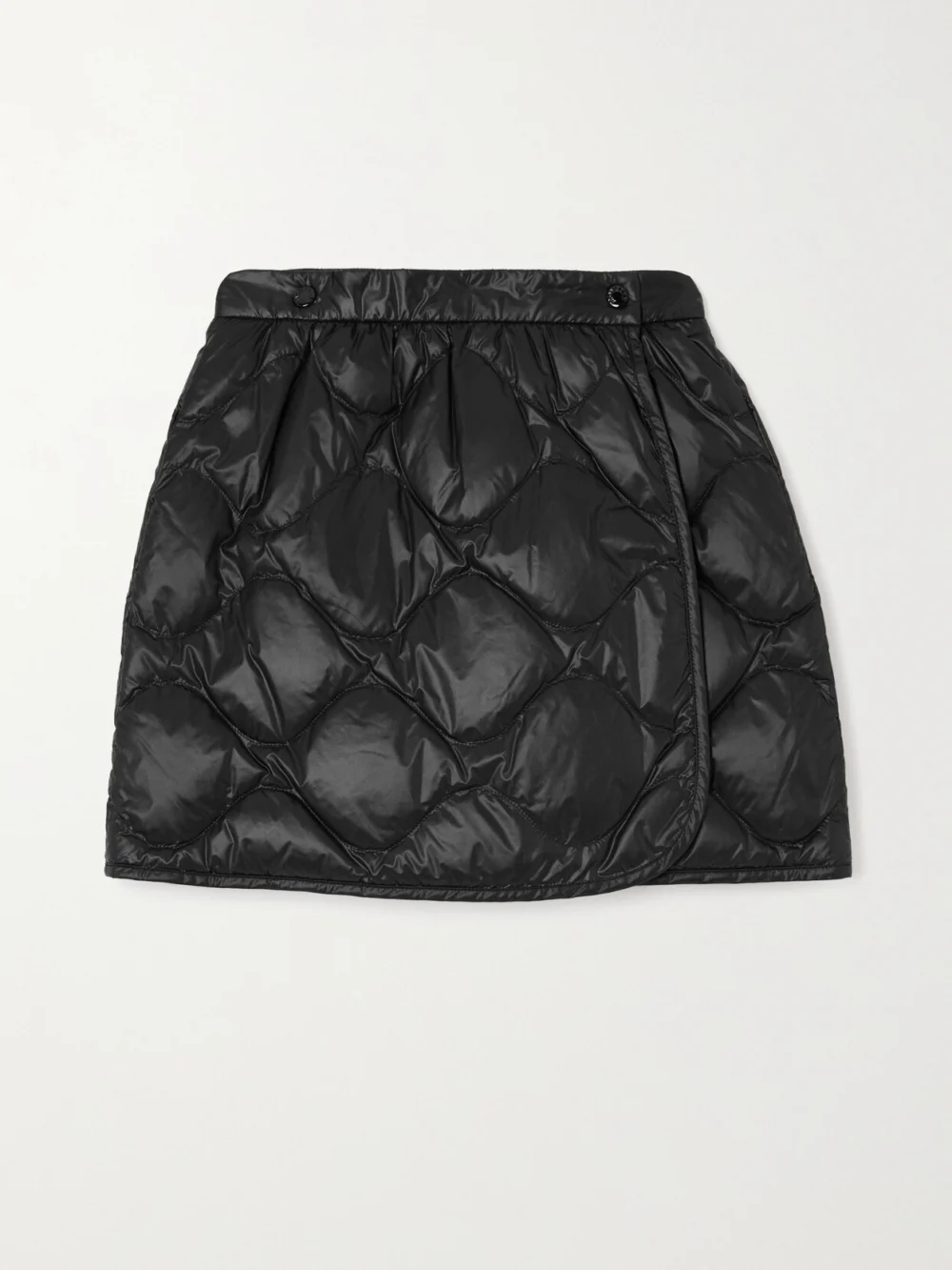 Moncler Quilted Shell Down Mini Wrap Skirt in black