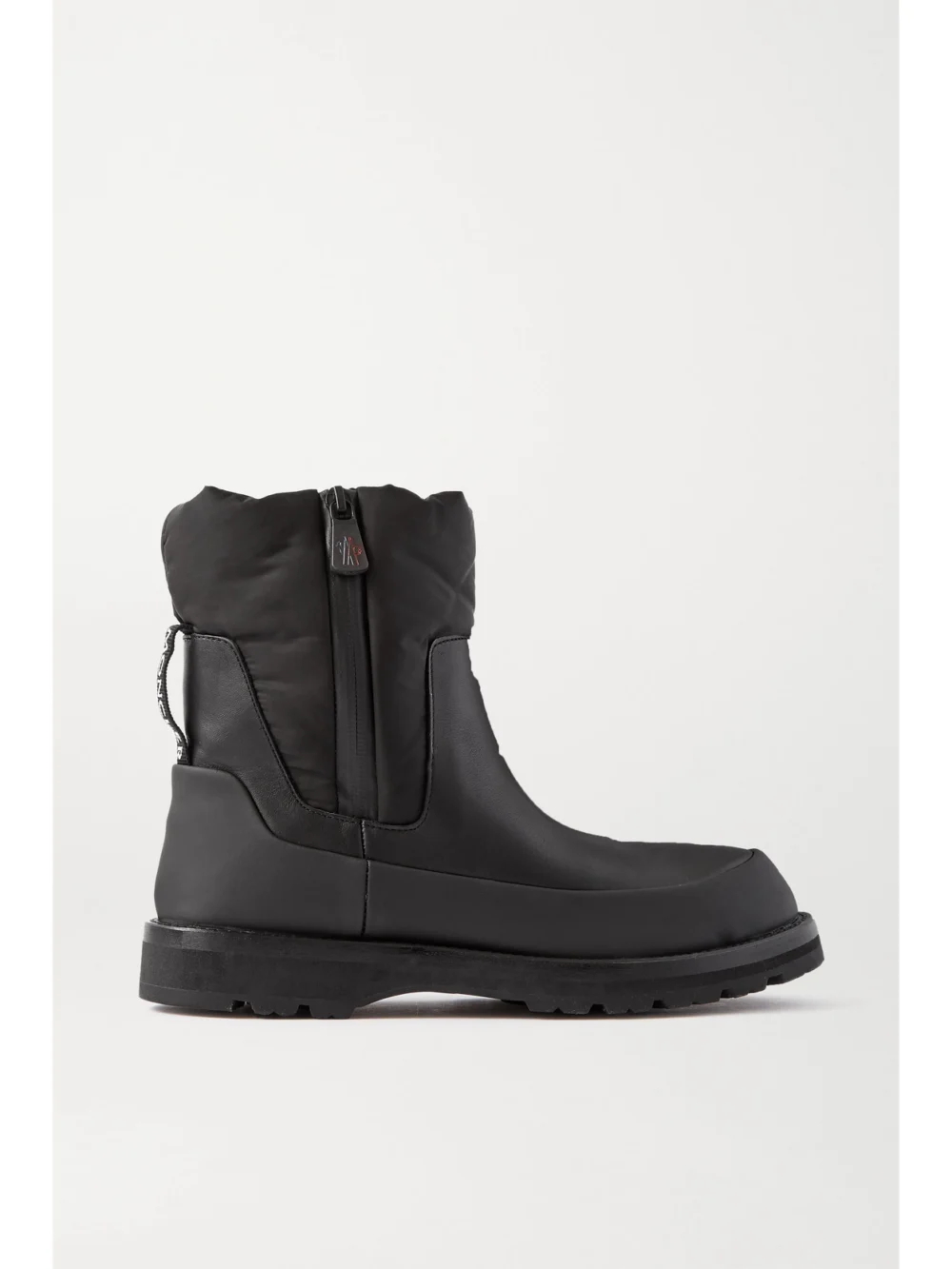 Moncler Rain Don't Care Paneled Leather and Shell Ankle Boots in black