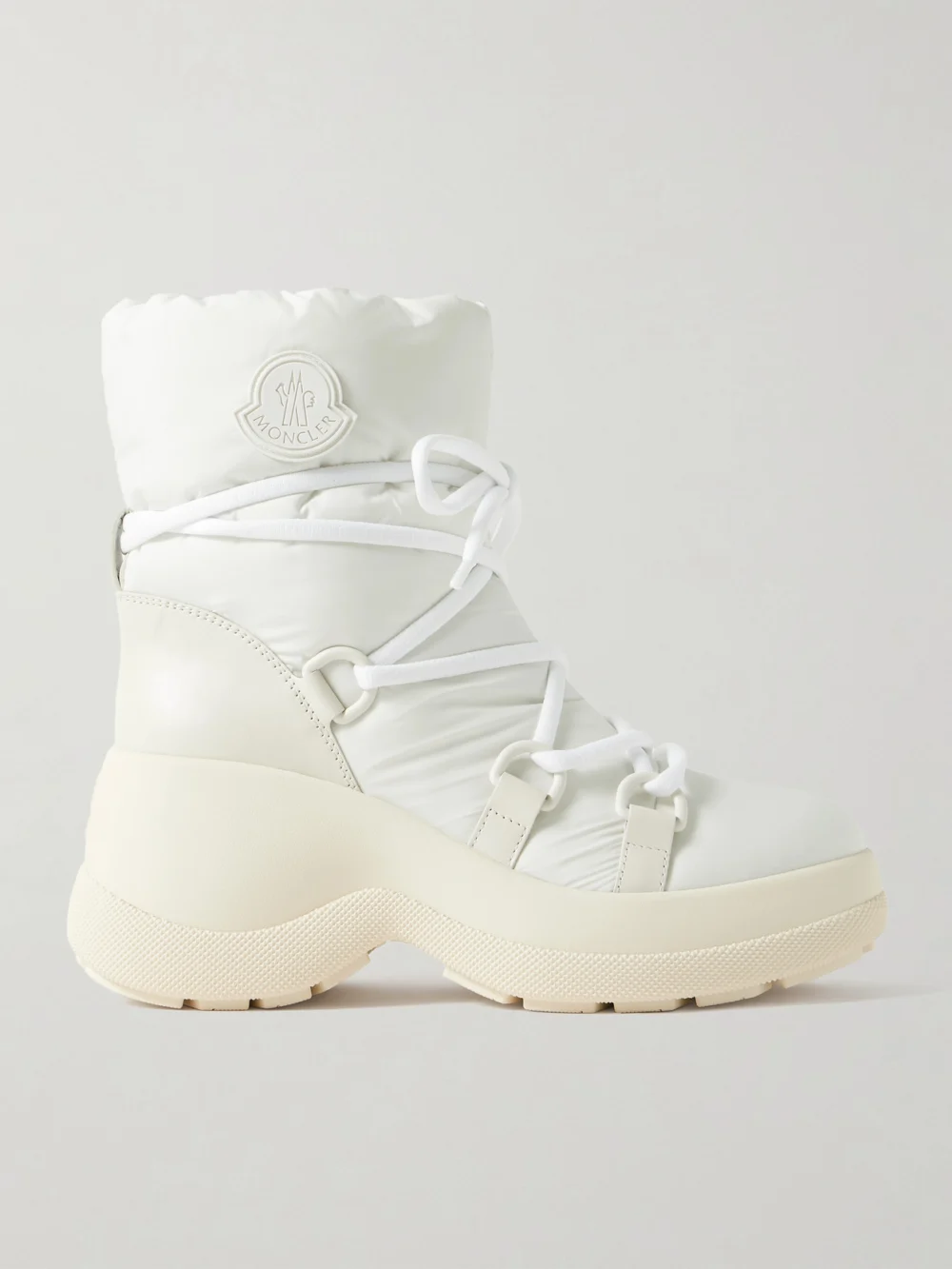 Moncler Resile Rubber and Leather-trimmed Shell Ankle Boots in white