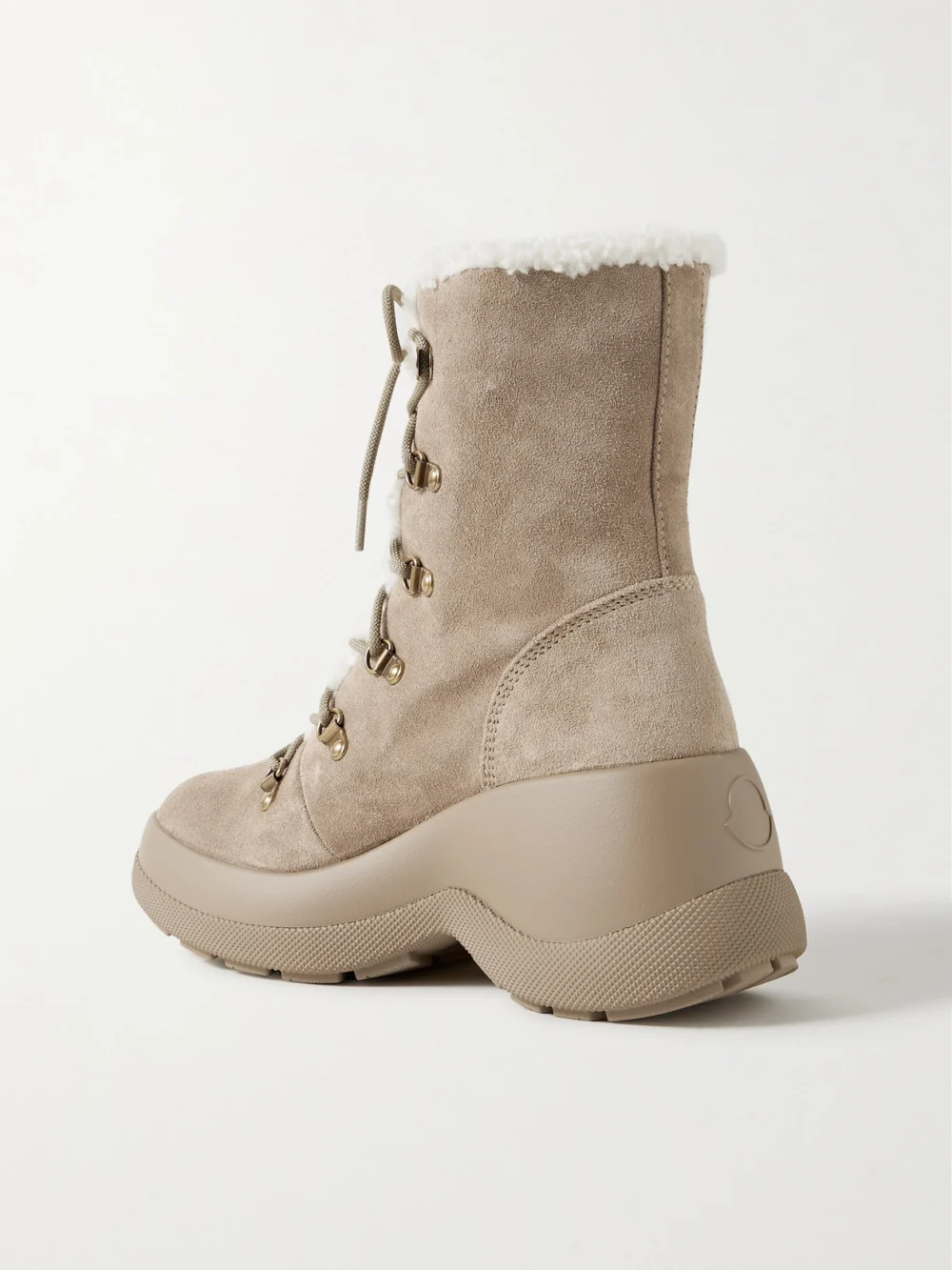 Back view of the Moncler Resile Trek Plush-trimmed Suede Ankle Boots