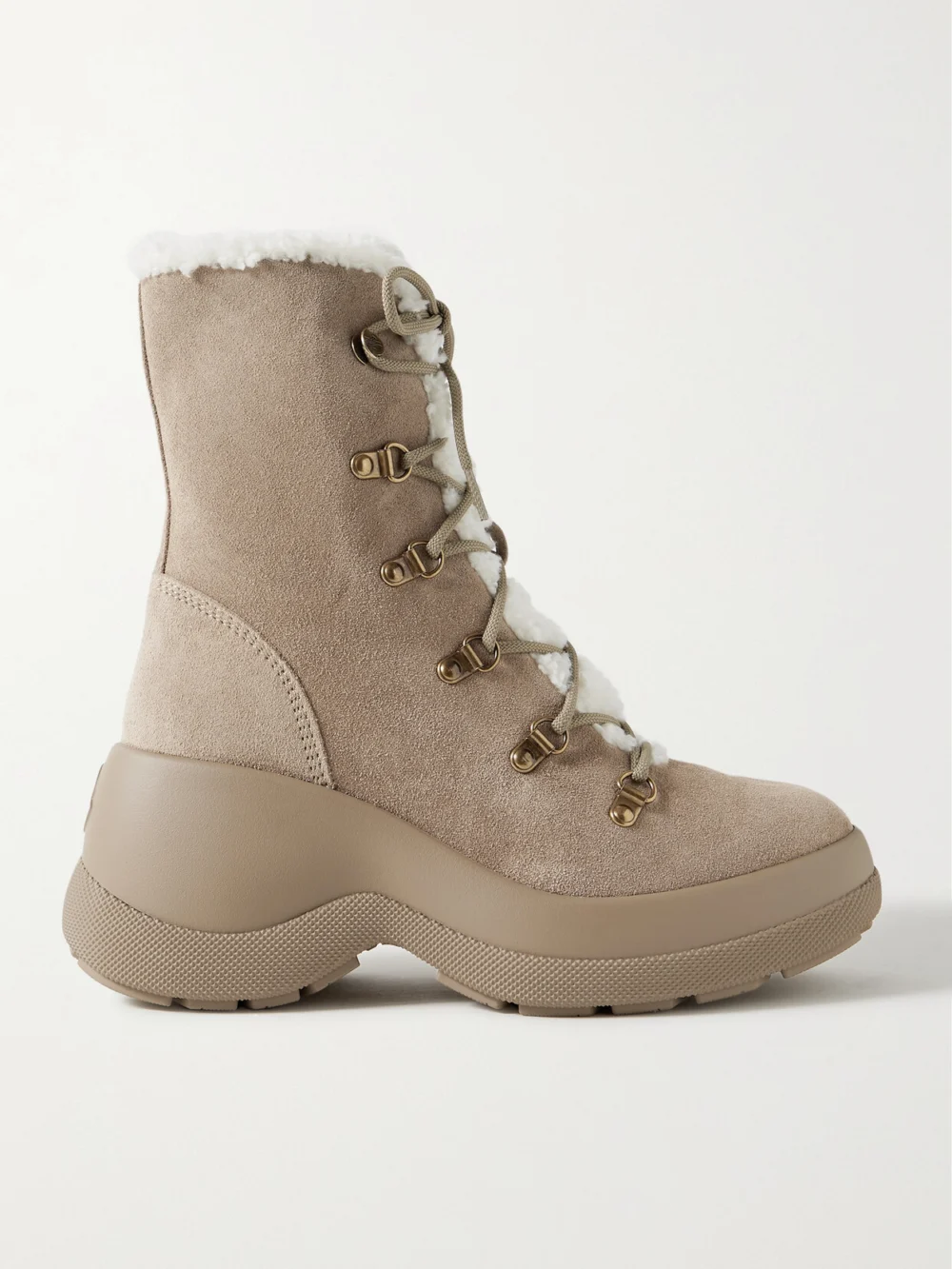 Moncler Resile Trek Plush-trimmed Suede Ankle Boots in brown