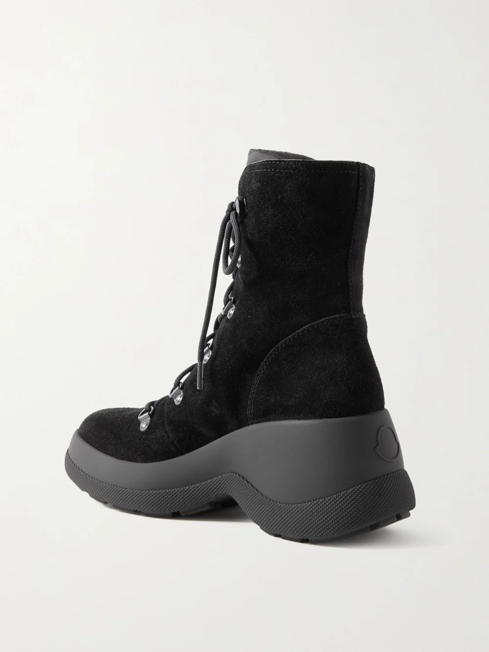 Back view of the Moncler Resile Trek Shell-trimmed Suede Ankle Boots