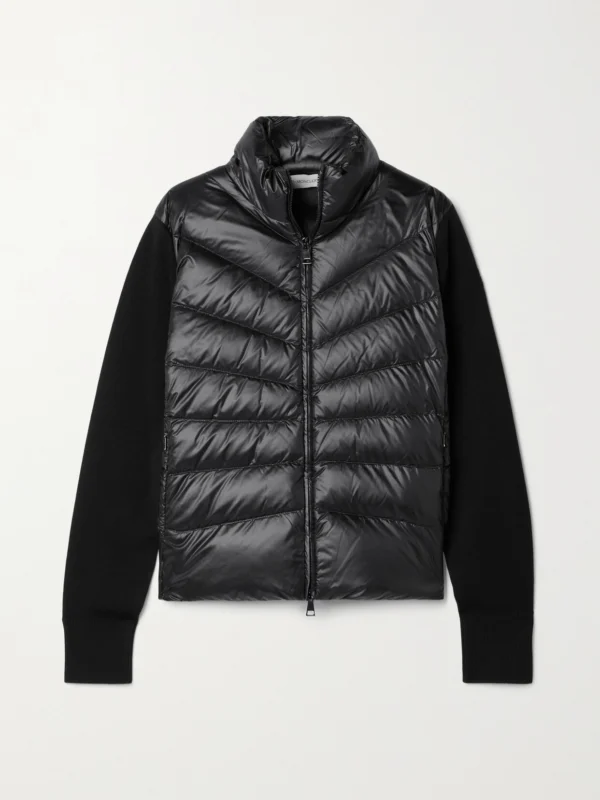 Moncler Ribbed Wool and Quilted Shell Down Jacket
