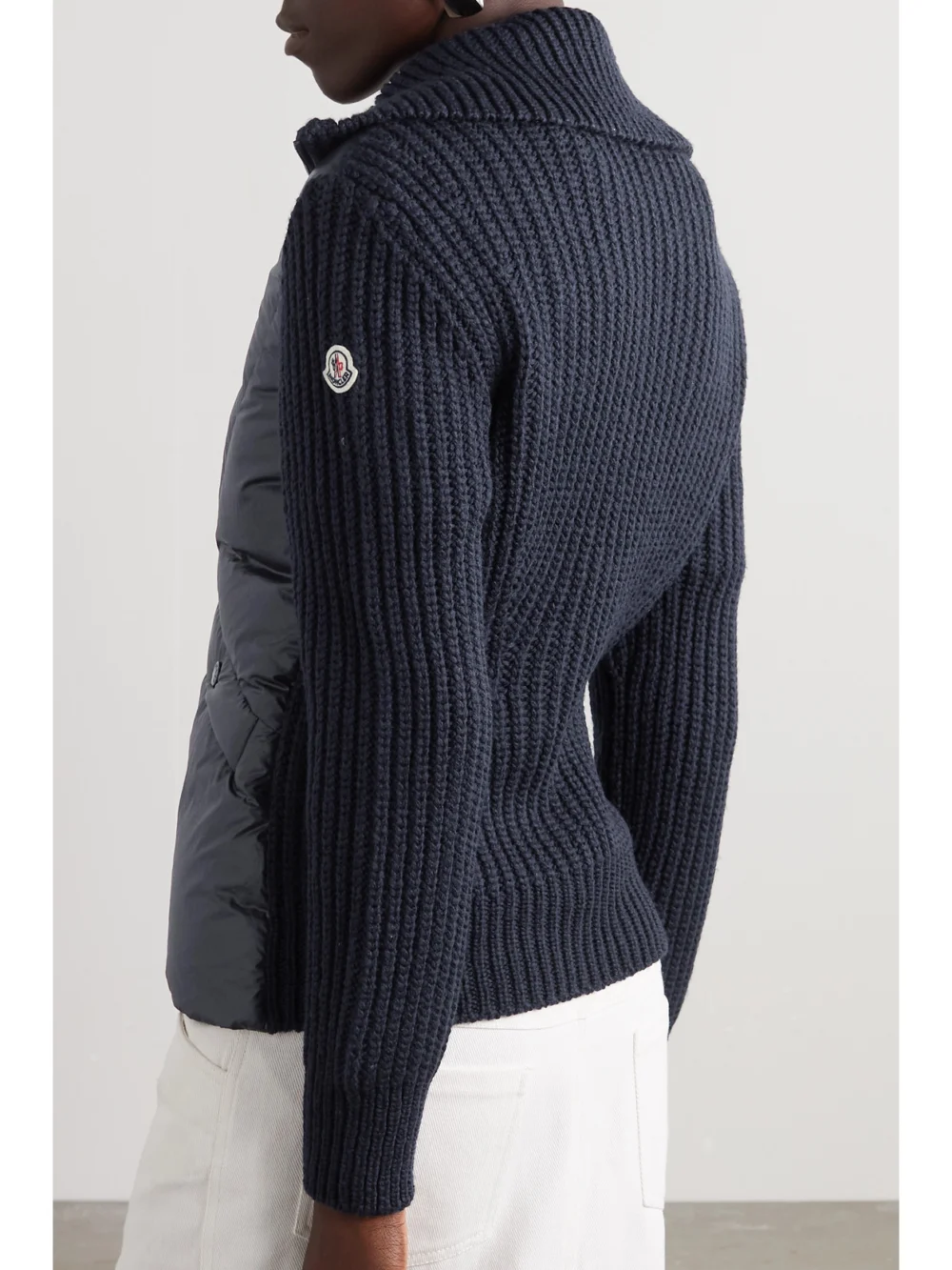 Back view of the Moncler Ribbed Wool-blend and Quilted Shell Down Jacket