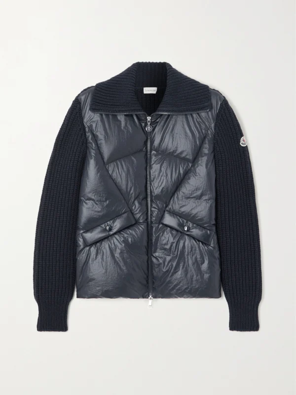 Moncler Ribbed Wool-blend and Quilted Shell Down Jacket