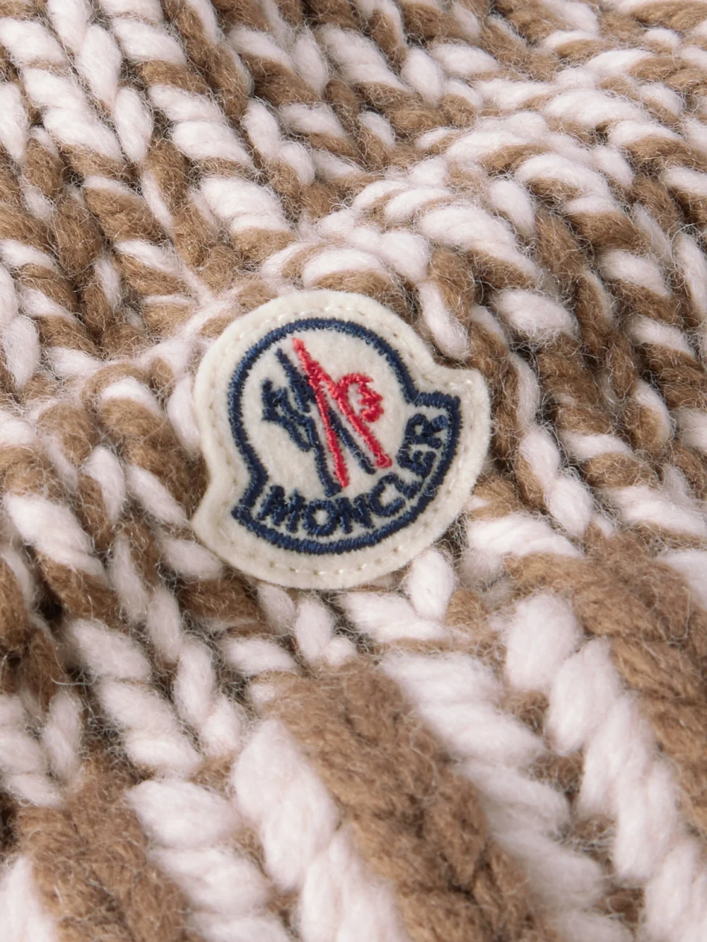 Close-up detail of the Moncler Ribbed Wool-blend Beanie
