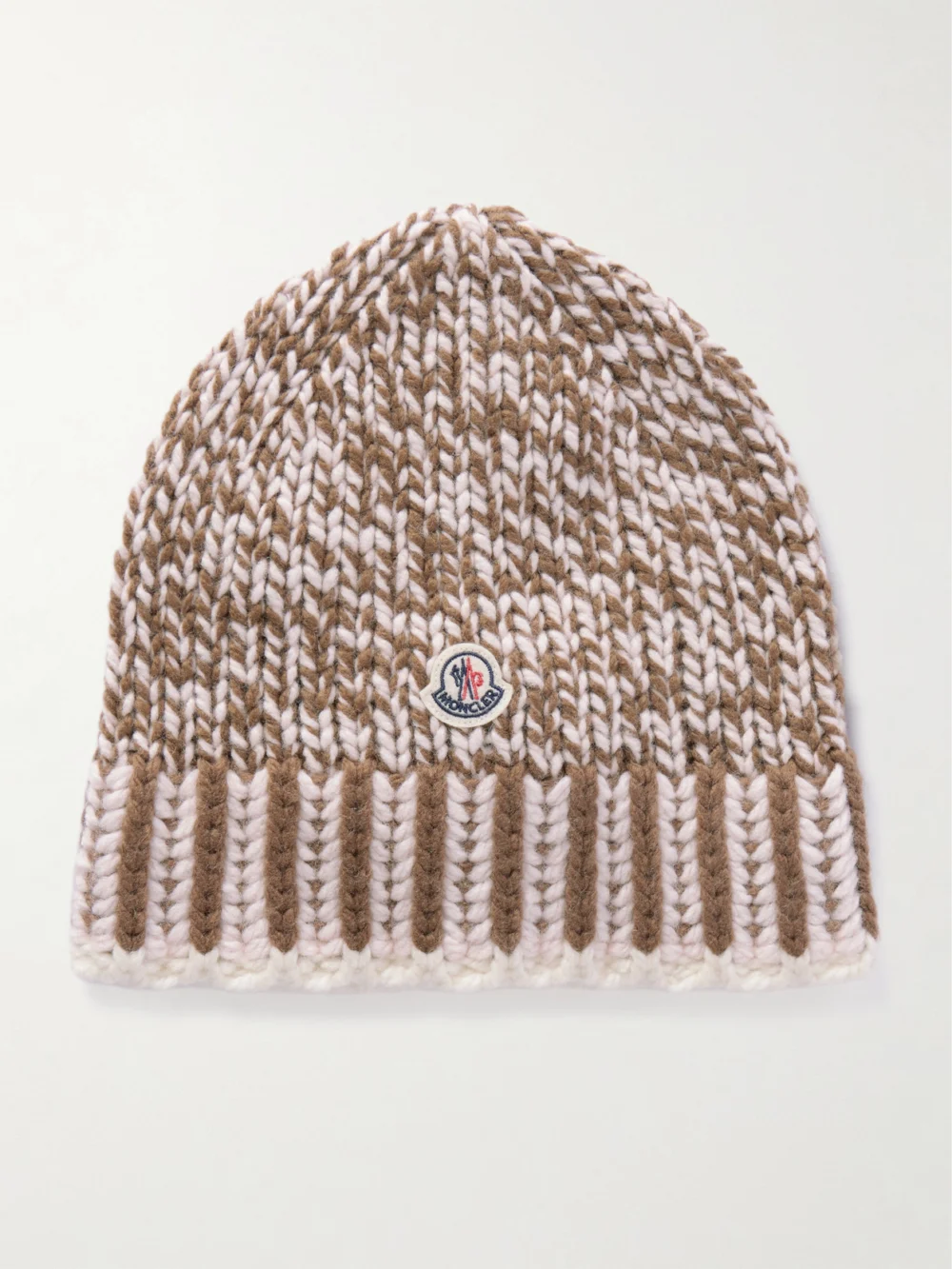 Moncler Ribbed Wool-blend Beanie in brown