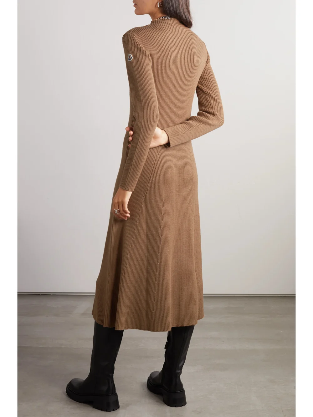 Back view of the Moncler Ribbed Wool-blend Midi Dress