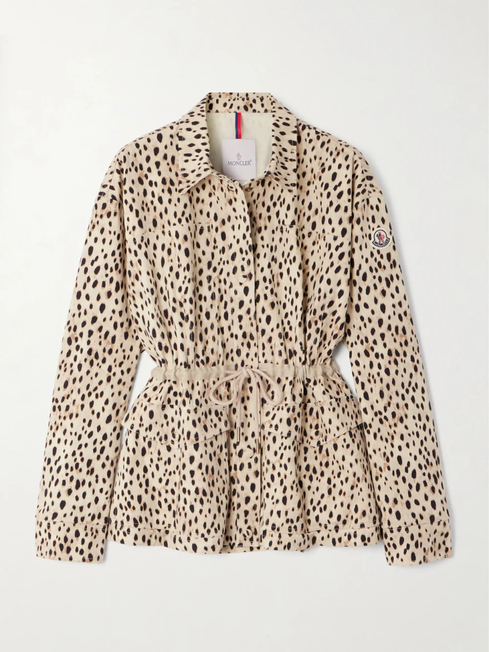 Moncler Saulon Appliquéd Animal-print Cotton-blend Canvas Jacket in beige