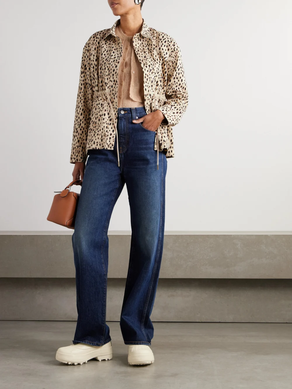 Moncler Saulon Appliquéd Animal-print Cotton-blend Canvas Jacket, worn by a model