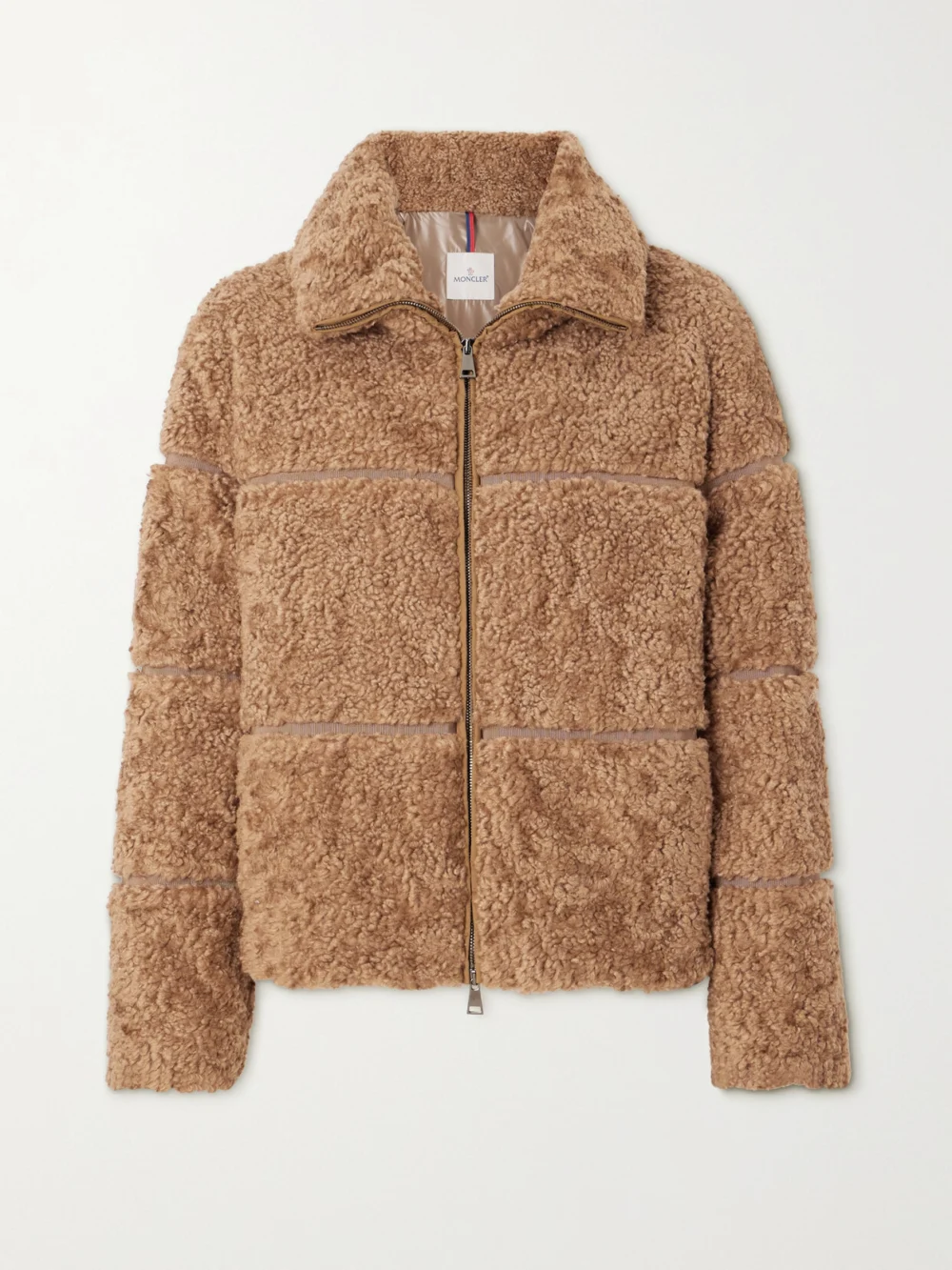 Moncler Segura Quilted Fleece and Shell Down Jacket in camel
