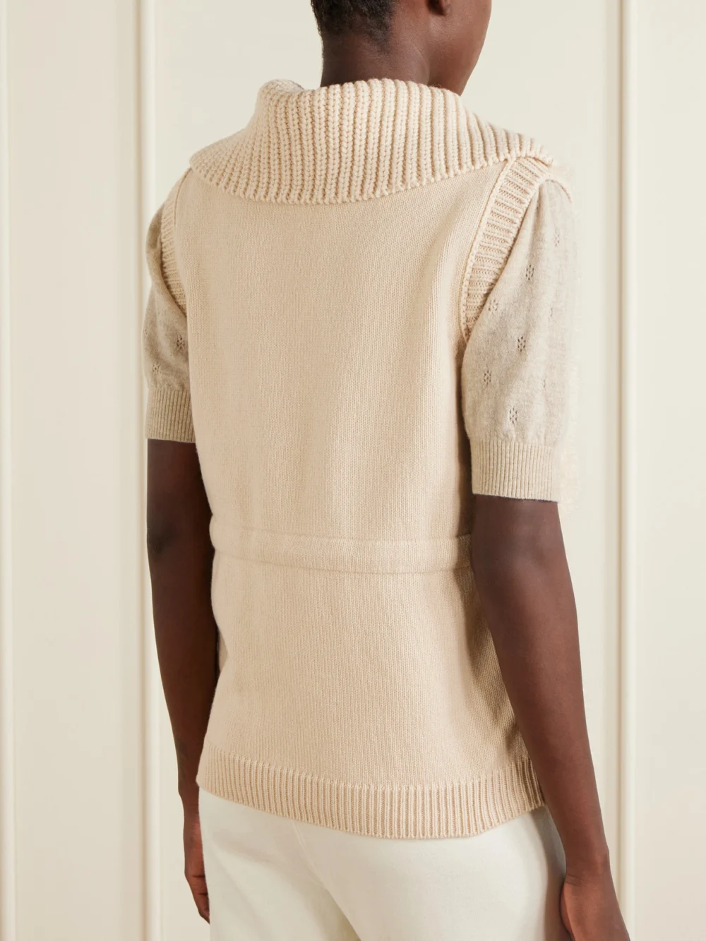 Back view of the Moncler Teddy Wool and Cashmere-blend Plush Down Vest