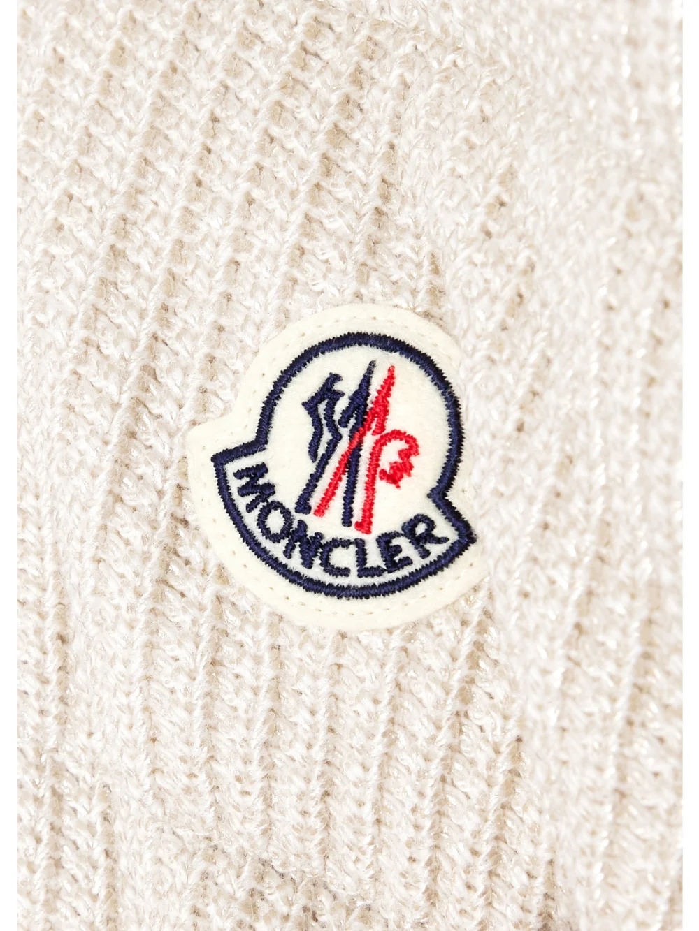 Close-up detail of the Moncler Thoiry Quilted Ribbed Metallic Cotton Down Jacket