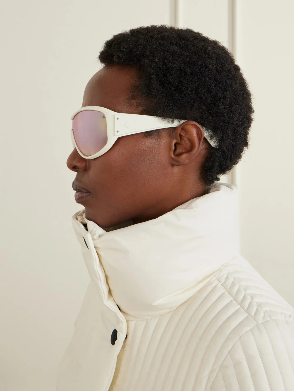 Back view of the Moncler Thyra Oval-frame Ski Sunglasses