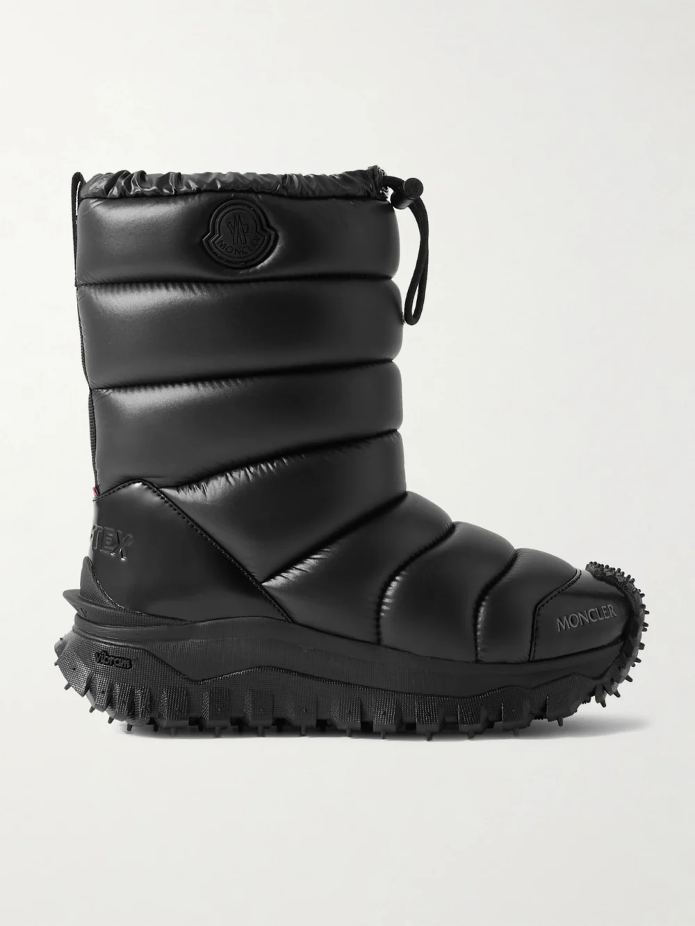 Moncler Trailgrip Appliquéd Quilted Padded Glossed Leather-trimmed Shell Snow Boots in black
