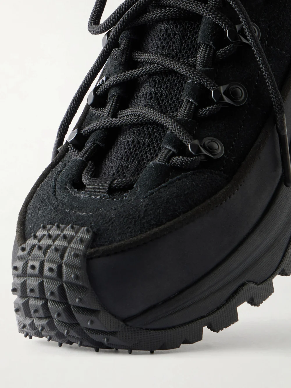Close-up detail of the Moncler Trailgrip Lite3 Rubber-trimmed Suede Sneakers