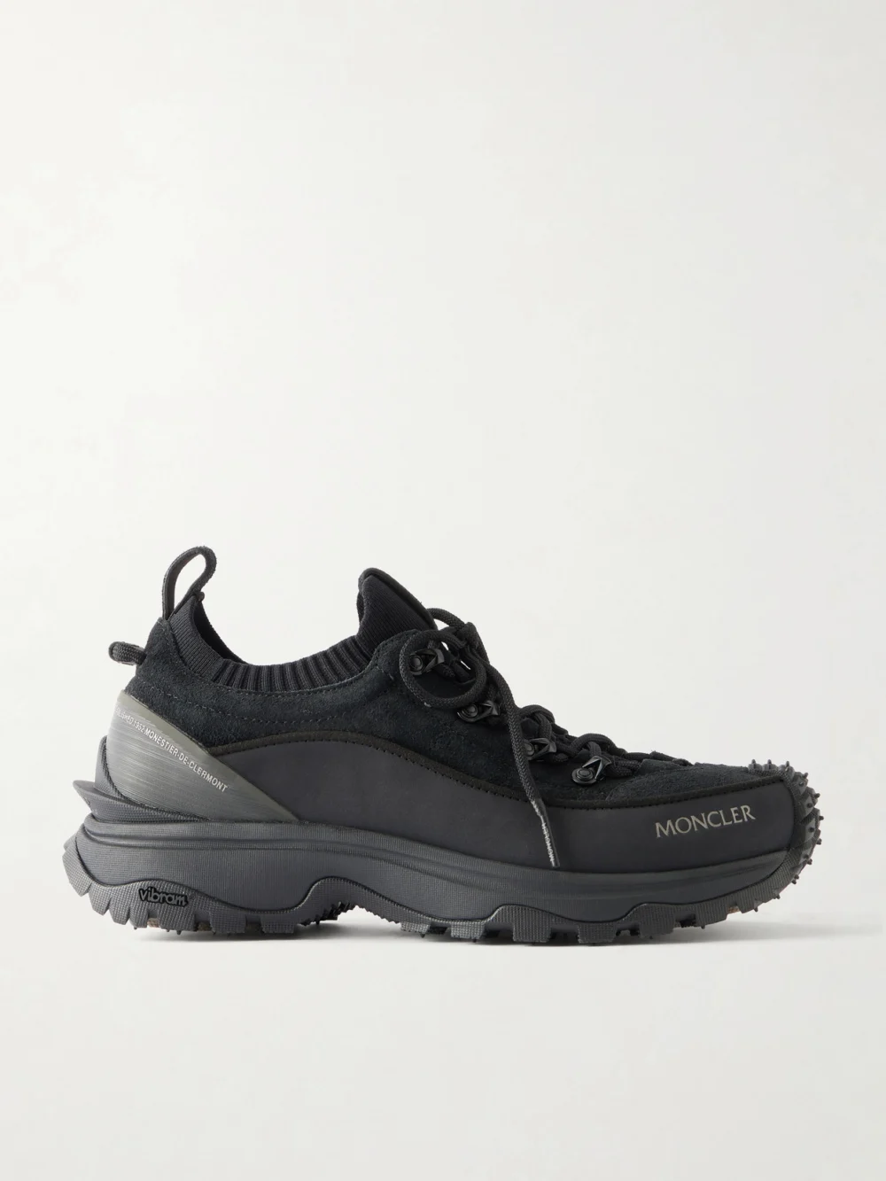 Moncler Trailgrip Lite3 Rubber-trimmed Suede Sneakers in black