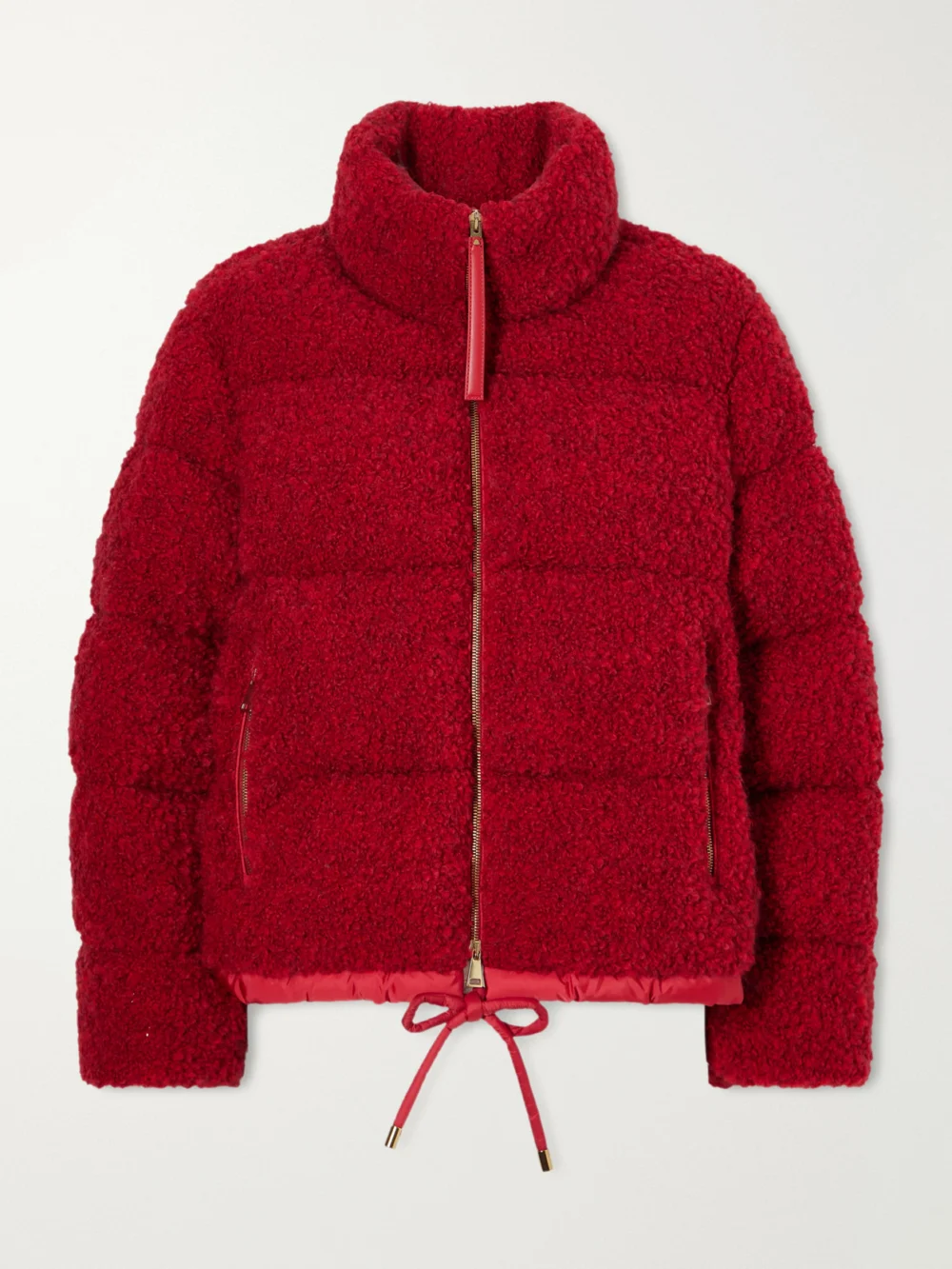Moncler Trascendance Tweed Quilted Down Jacket in red
