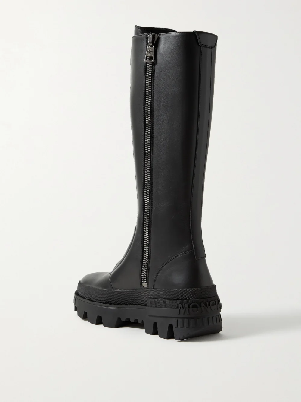 Back view of the Moncler Vail Leather Lace-up Knee Boots