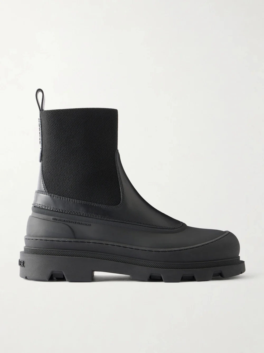Moncler Vera Edge Rubber-trimmed Leather Ankle Boots in black
