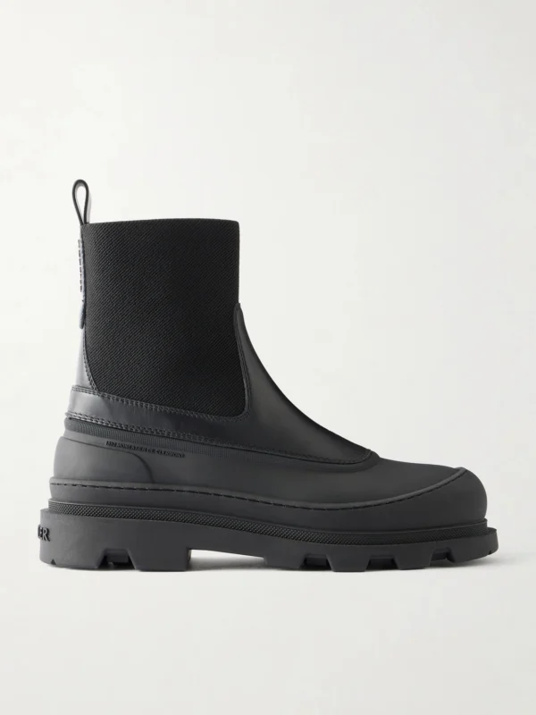 Moncler Vera Edge Rubber-trimmed Leather Ankle Boots