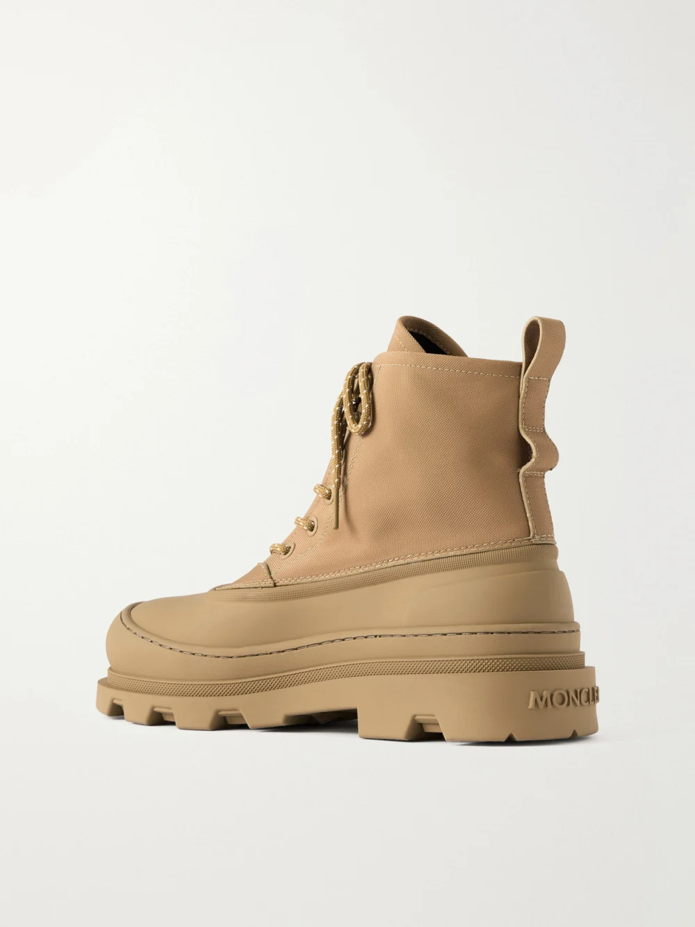 Back view of the Moncler Vera Sheal Rubber-trimmed Canvas Ankle Boots
