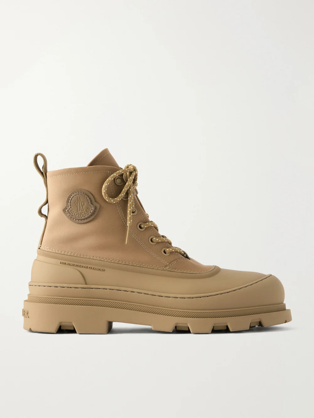 Moncler Vera Sheal Rubber-trimmed Canvas Ankle Boots in sand
