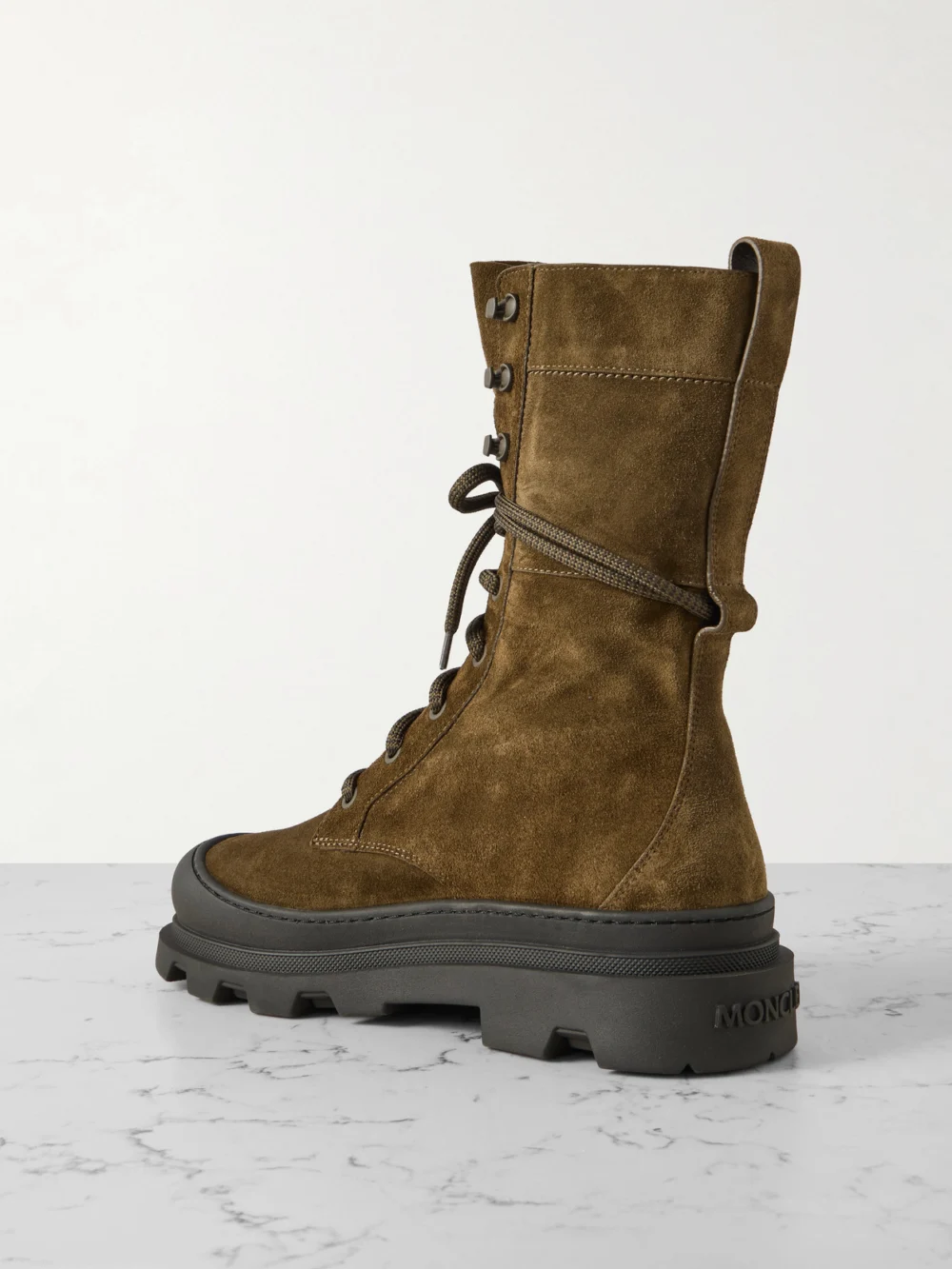 Back view of the Moncler Vera Suede Combat Boots
