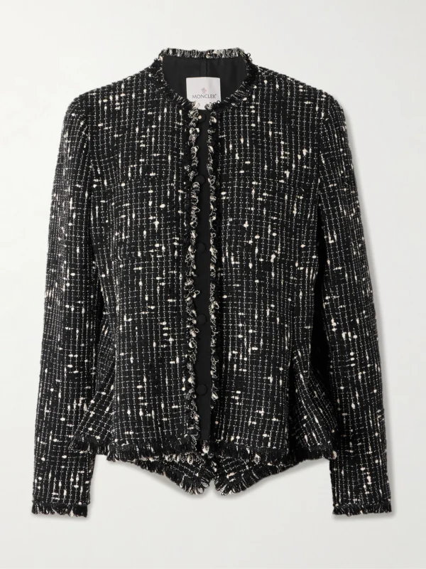 Moncler Verneuil Fringed Linen and Cotton-blend Tweed Jacket