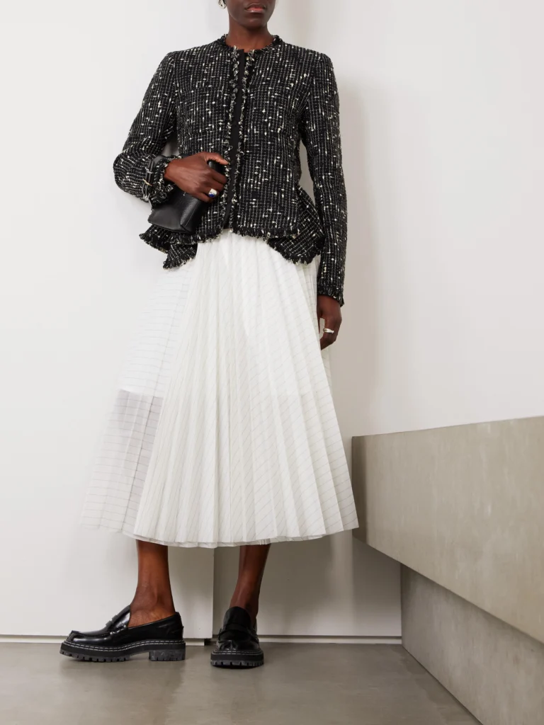 Moncler Verneuil Fringed Linen and Cotton-blend Tweed Jacket