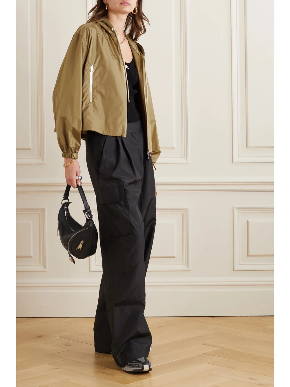 Moncler Vernois Hooded Printed Shell Jacket, worn by a model