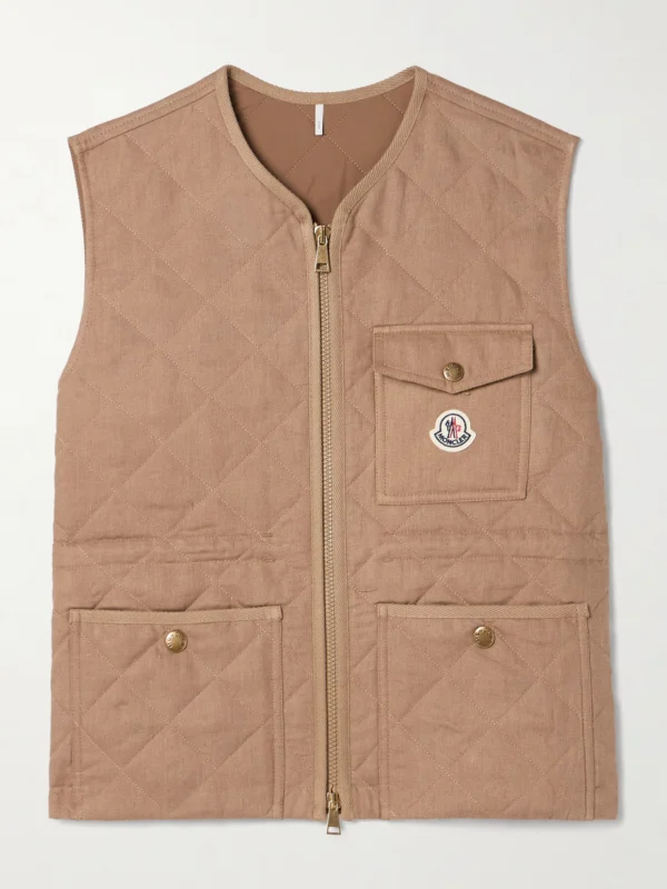 Moncler Vigny Padded Quilted Linen Vest