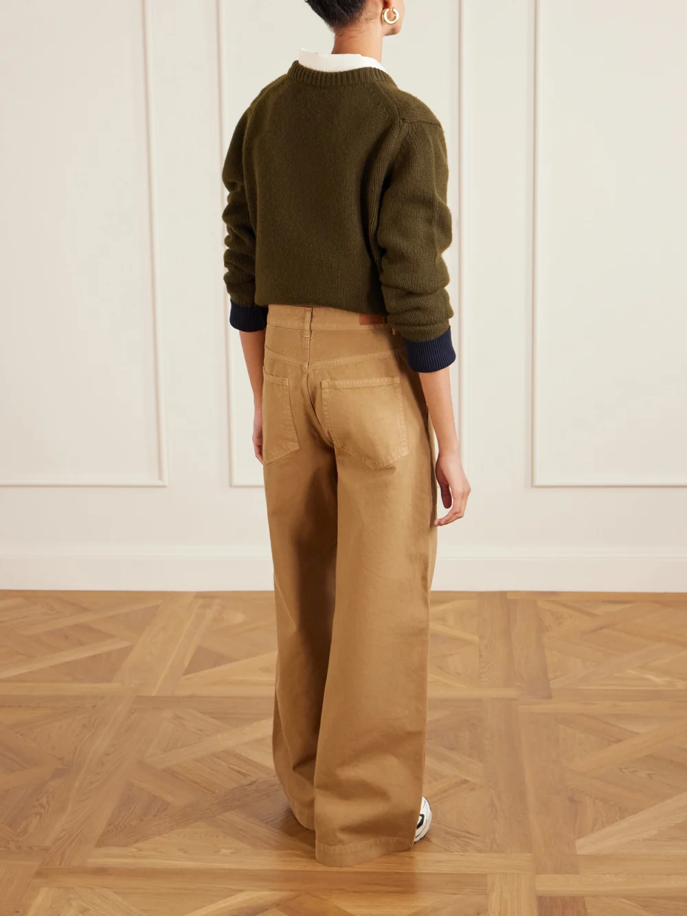 Back view of the Moncler Wide-leg Cotton-canvas Pants