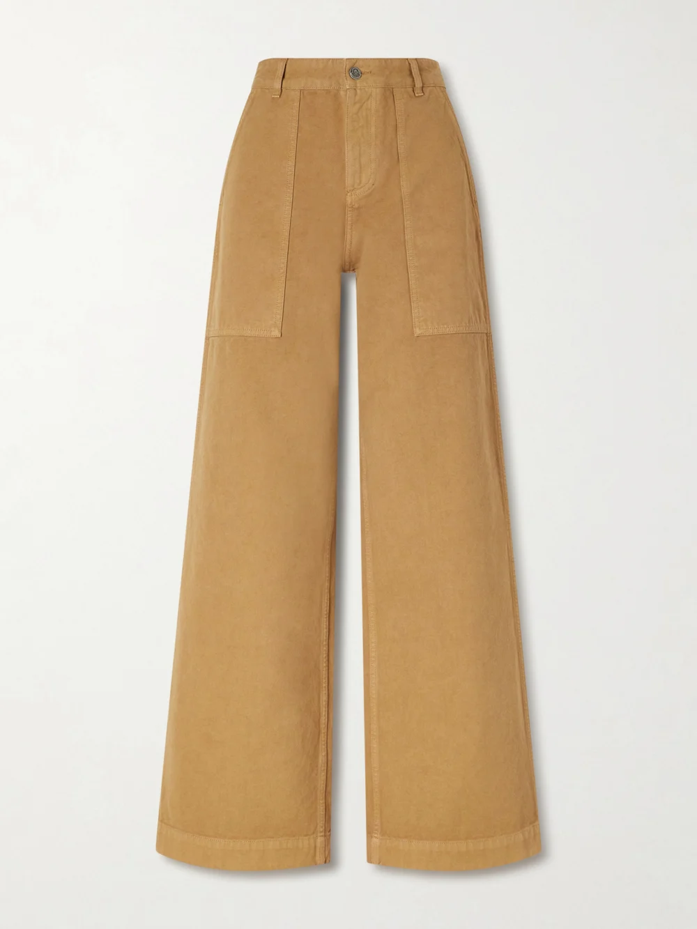 Moncler Wide-leg Cotton-canvas Pants in brown