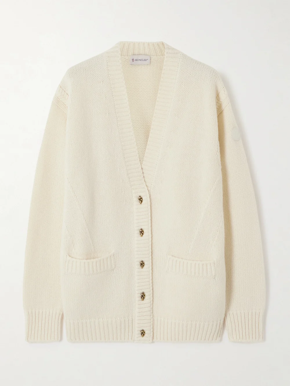 Moncler Wool and Cashmere-blend Cardigan in cream