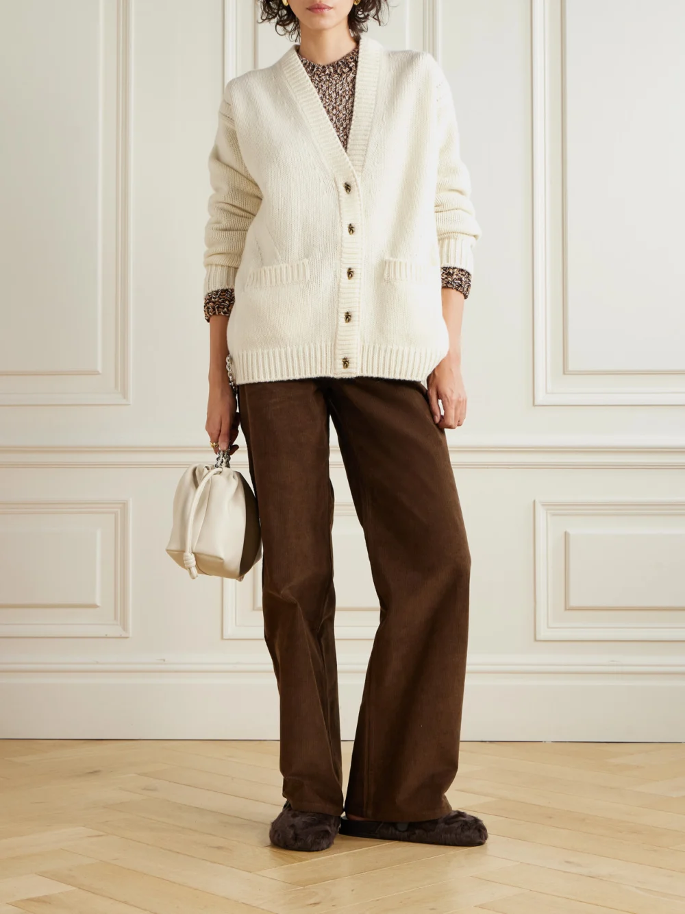 Moncler Wool and Cashmere-blend Cardigan, worn by a model