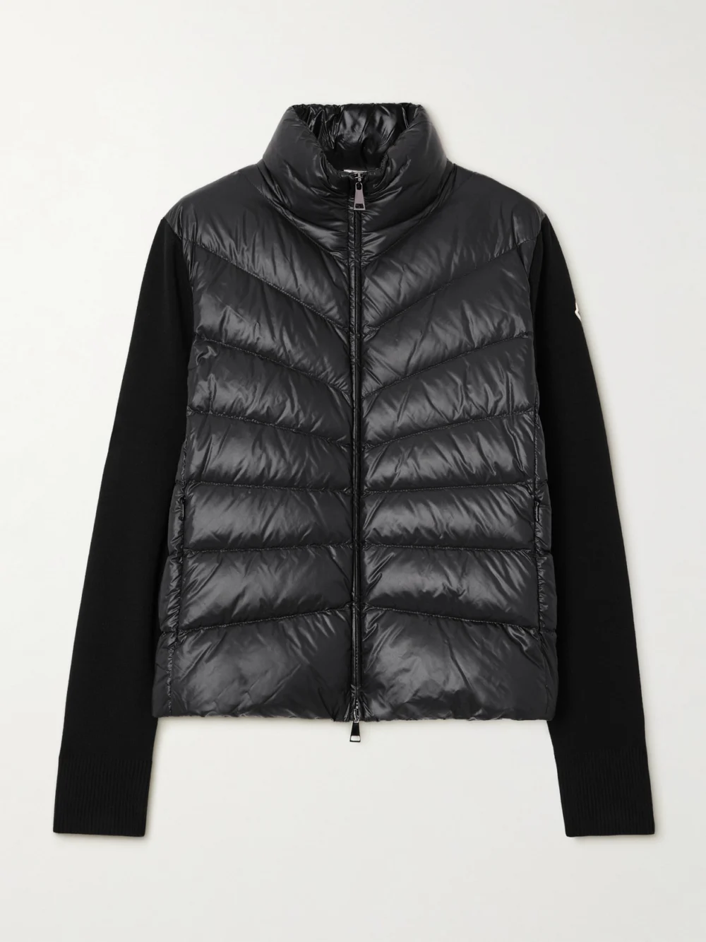 Moncler Wool and Shell Quilted Down Jacket in black