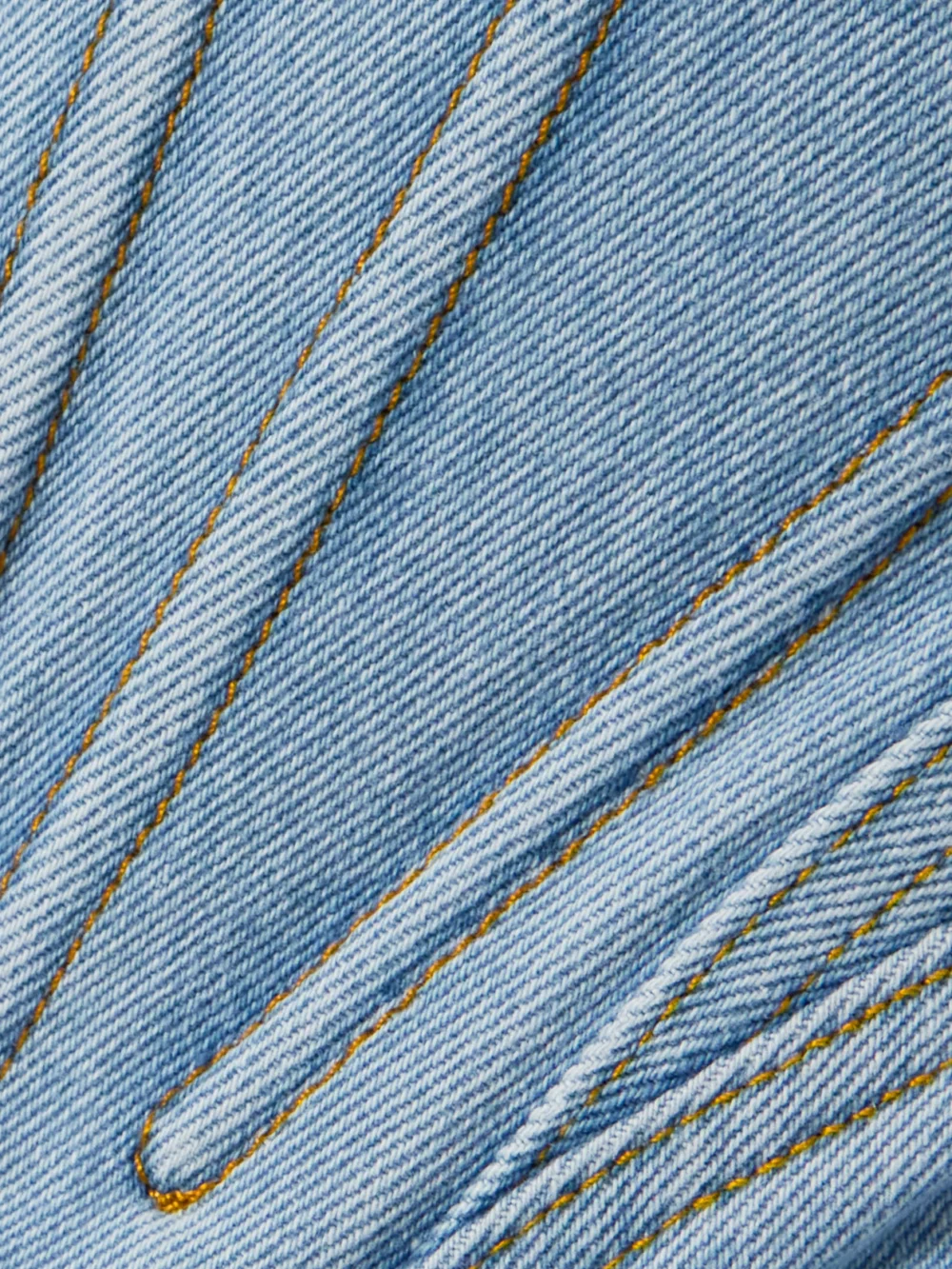 Close-up detail of the Mugler Organic Denim Corset Jacket