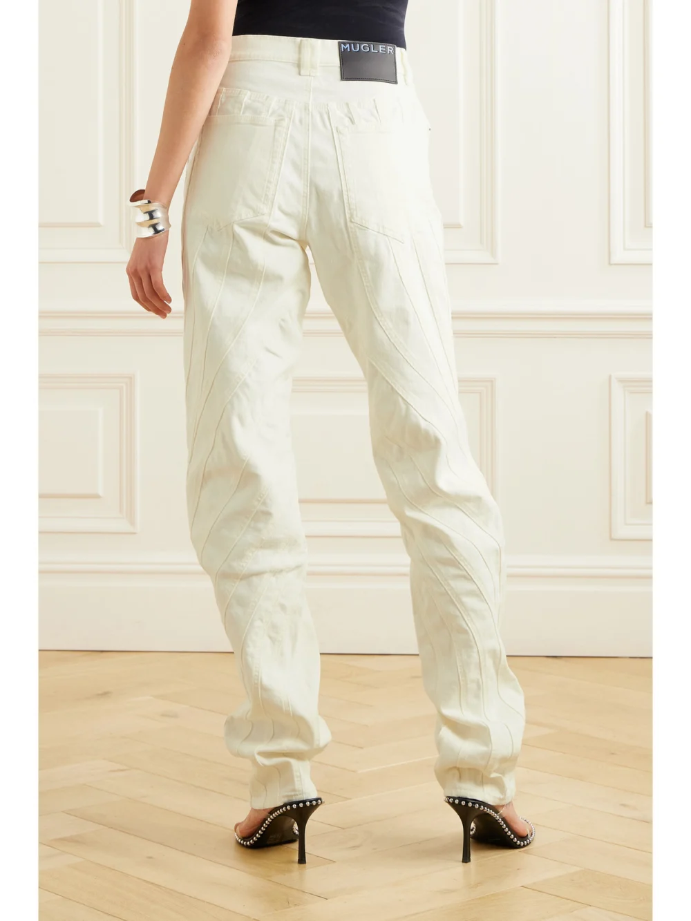 Back view of the Mugler Paneled Straight-leg Jeans