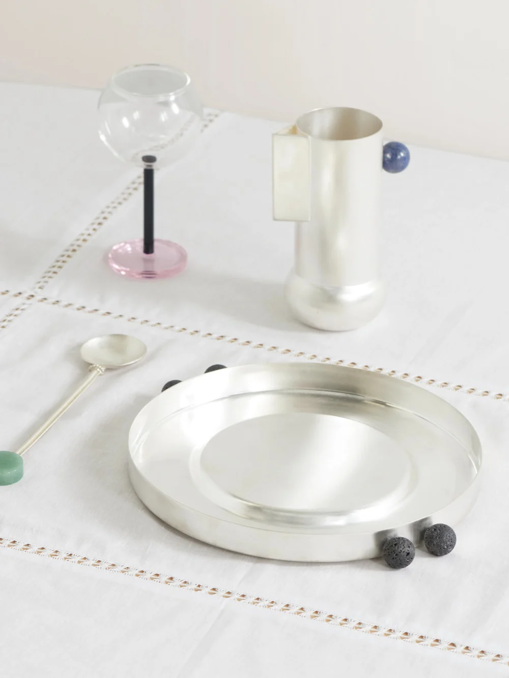 Natalia Criado Lava Silver-plated Plate, styled view