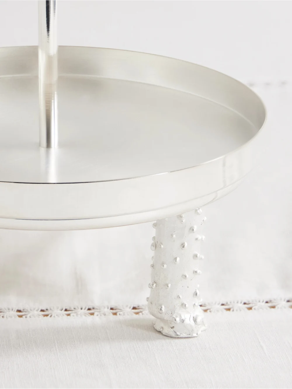 Close-up detail of the Natalia Criado Silver-plated and Jasper Cake Stand