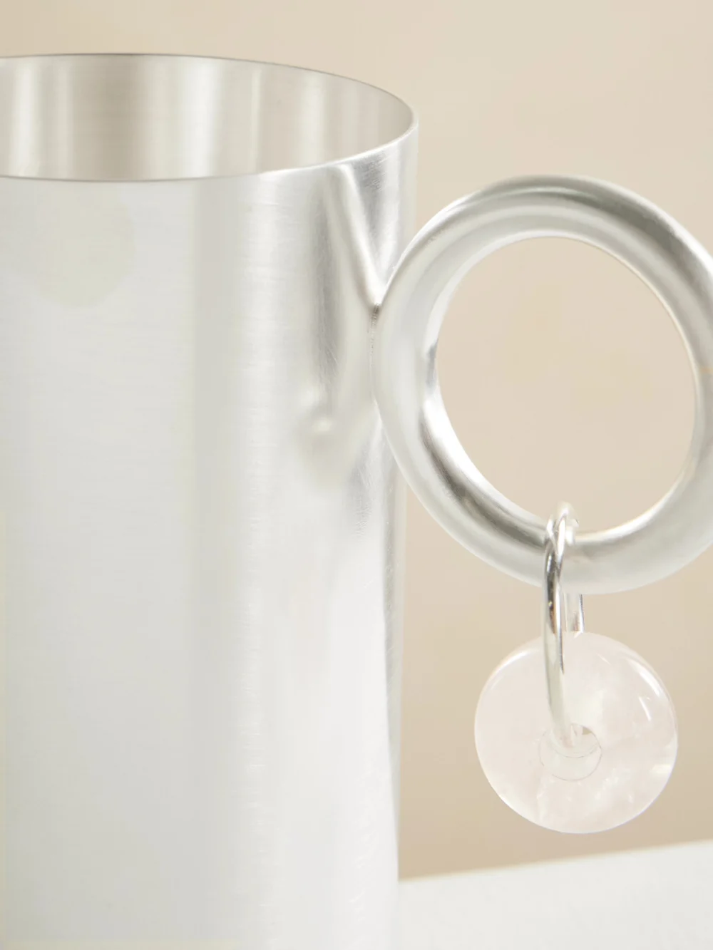 Close-up detail of the Natalia Criado Silver-plated and Quartz Carafe