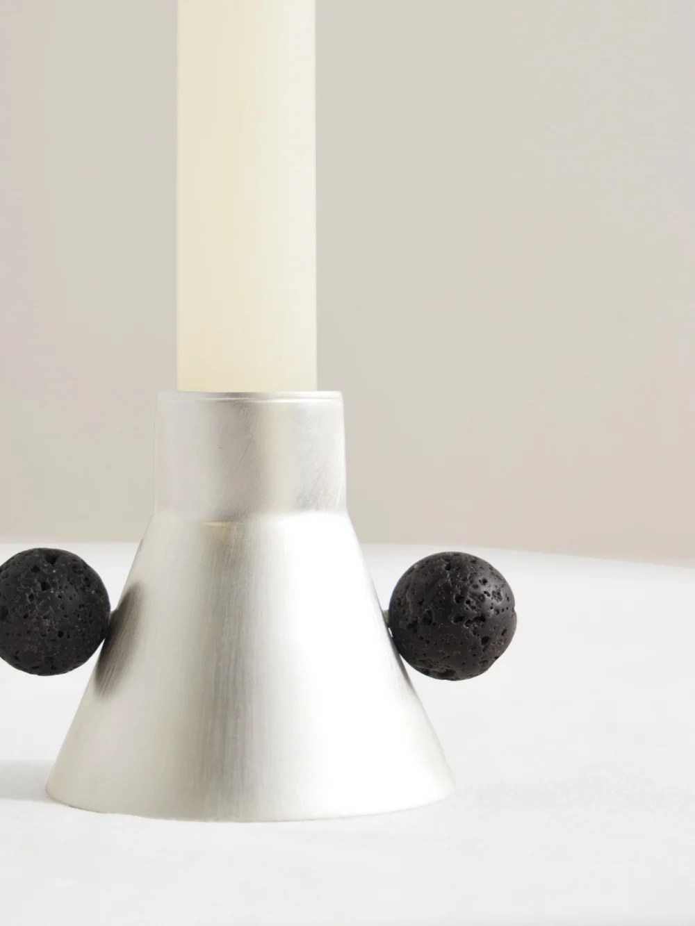 Close-up detail of the Natalia Criado Silver-plated and Stone Candleholder
