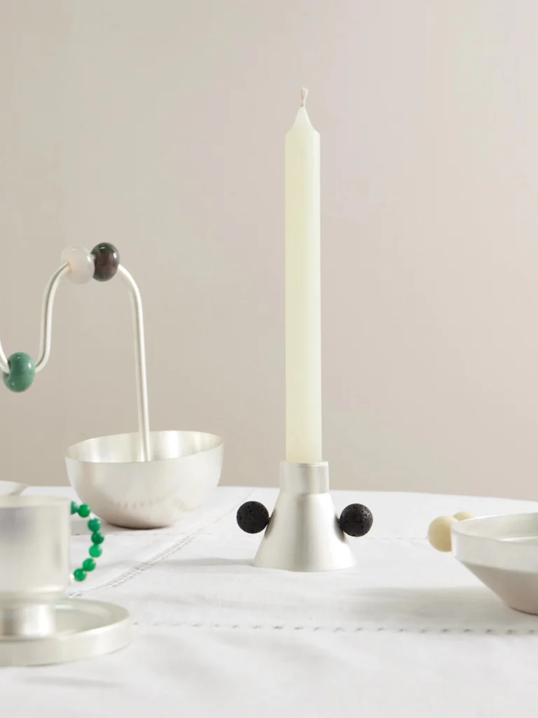 Natalia Criado Silver-plated and Stone Candleholder