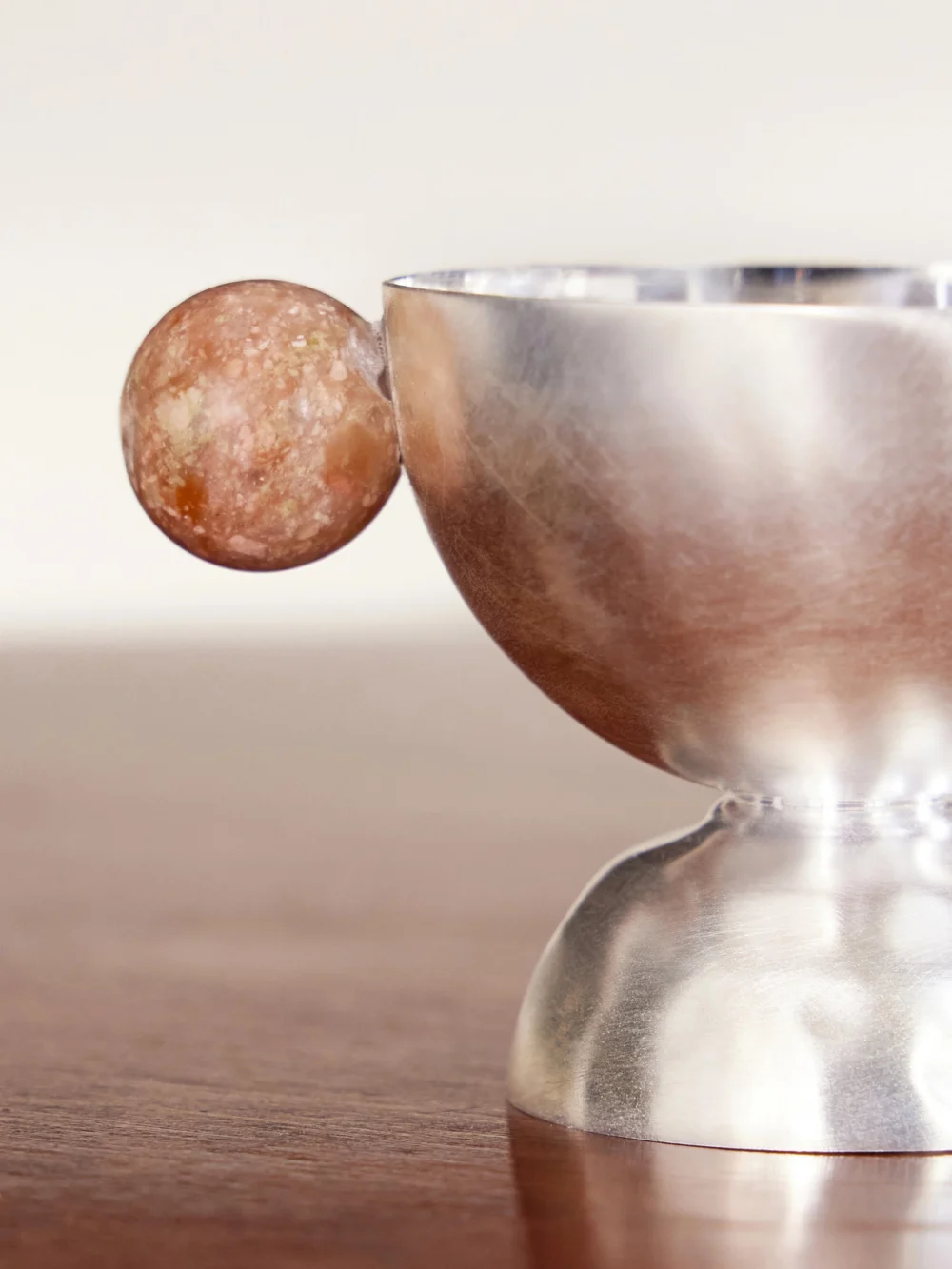 Close-up detail of the Natalia Criado Silver-plated and Stone Egg Cup