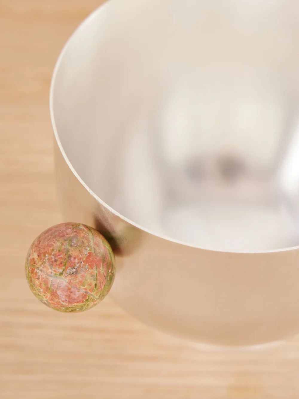 Close-up detail of the Natalia Criado Silver-plated and Unakite Cup