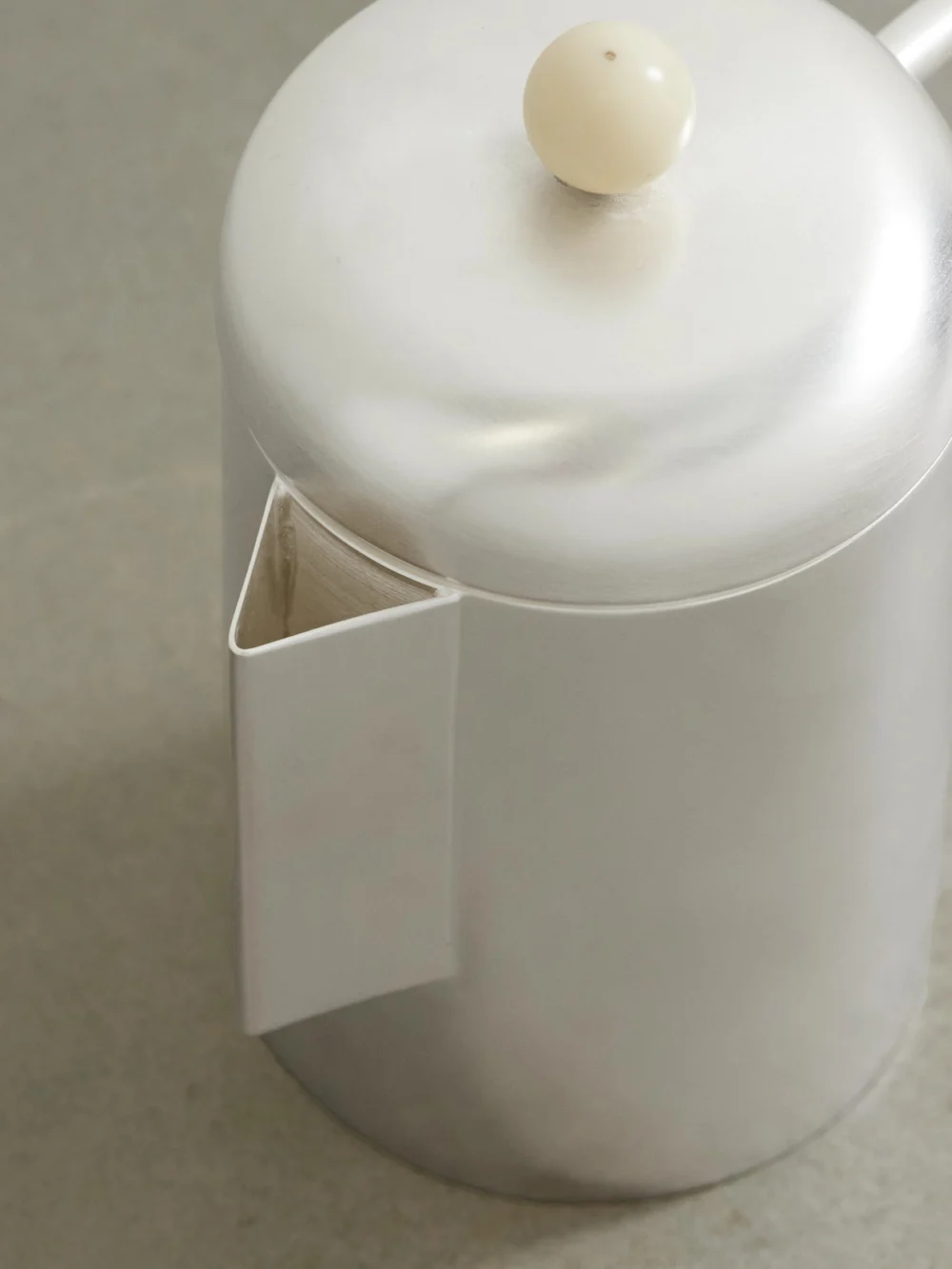 Close-up detail of the Natalia Criado Simple Silver-plated and Rose Quartz Coffee Pot