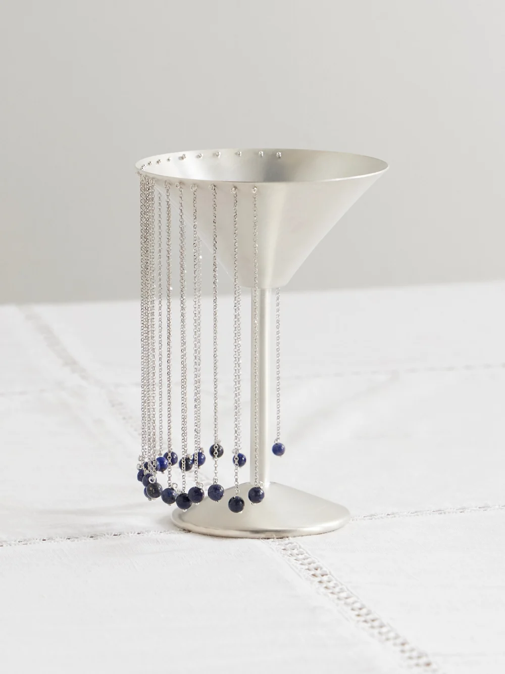 Natalia Criado + Taller Marmo Celebration Fringed Silver-plated and Lapis Lazuli Margarita Glass