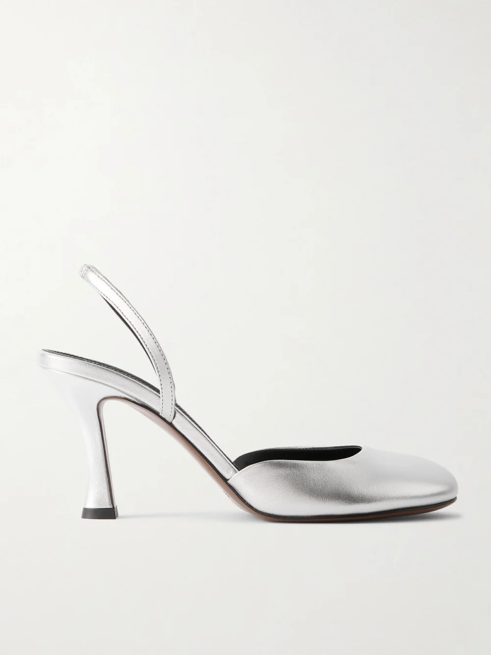 Neous Baten Metallic Leather Slingback Pumps in silver